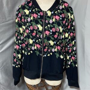 Say What? Black Floral Bomber Jacket XL